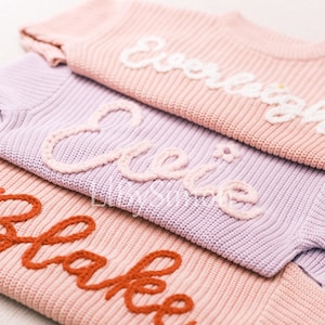 Festive Joy: Personalized Baby Sweater with Hand-Embroidered Name & Monogram - A Special Aunt&#39;s Gift for Baby Girl