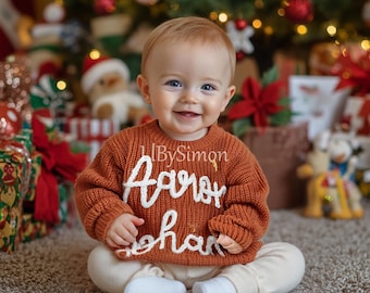 Personalized Baby Sweater: Embroidered Name, Chunky Knit Jumper