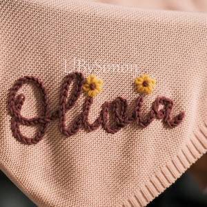 Personalized Baby Blanket with Hand Embroidered Name – Custom Newborn, Baby Shower, and Stroller Blanket Gift