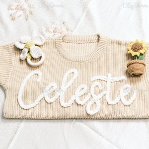 Personalized Handcrafted Sweater for Kids (6-7 T) Featuring Custom Name Embroidery for a Unique Touch