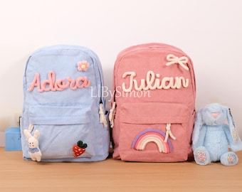 Custom Corduroy Toddler Backpack: Personalized Name School Bag