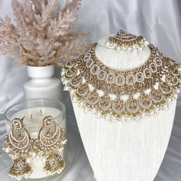 Zahra Necklace Set - Gold, Multi, Silver Pakistani Jewellery / Indian Bridal Set / Pakistani Bridal Jewellery / Indian Bridal Jewellery