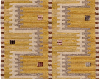 Rugs 6x8 8x10 9x12 10X14 Swedish Marianne Richter Inspired Rug Gold Red Kilim Rugs FOR FAMILY LOVE Craft Customize in All Sizes!