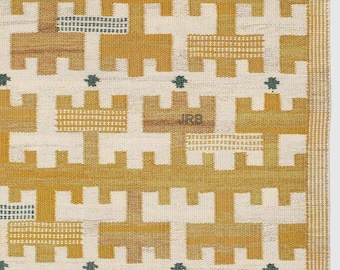 Swedish rug 8X10 in Gold and white colour for office Home Scandinavian rug custom size available!