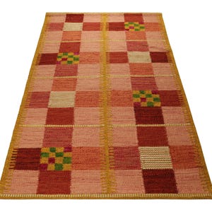 Handwoven Wool Kilim Rug: Vintage Swedish Design, 8x10