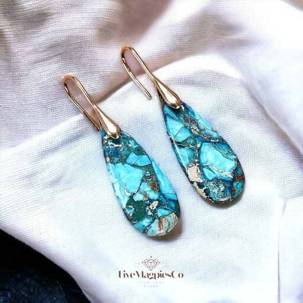 Natural Gemstone Dangle Earrings | Healing Gem Stone Earrings | Boho Style Earrings | Gold Earrings | Natural Healing Stone | Gifts for Her
