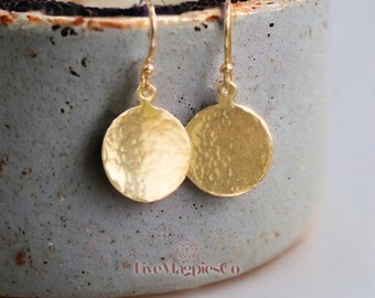 Small Hammered Gold Disc Earrings | Hammered Round Earrings | Gold Earrings | Silver Earrings | Rose Gold Earrings | Gifts for Her