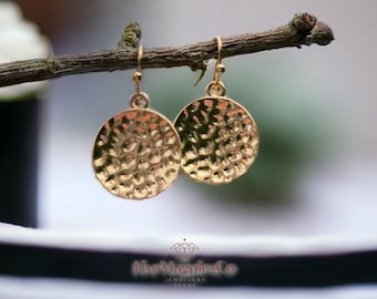 Small Hammered Gold Disc Earrings | Hammered Round Earrings | Gold Earrings | Silver Earrings | Rose Gold Earrings | Gifts for Her