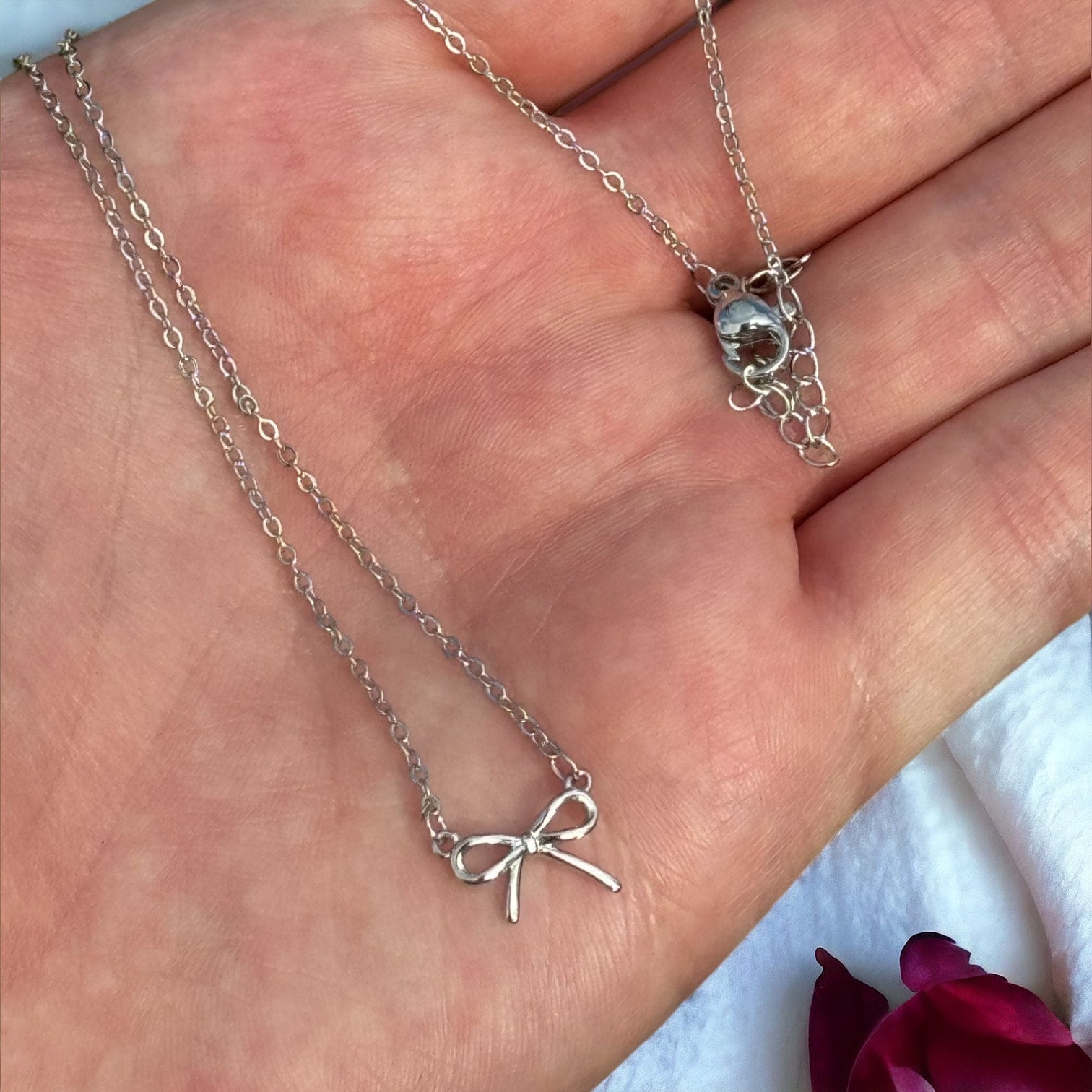 TATIANA☆[Silver925] Lovely Bright Ribbon Necklace Designer fashion, Seoul-fully created | W Concept