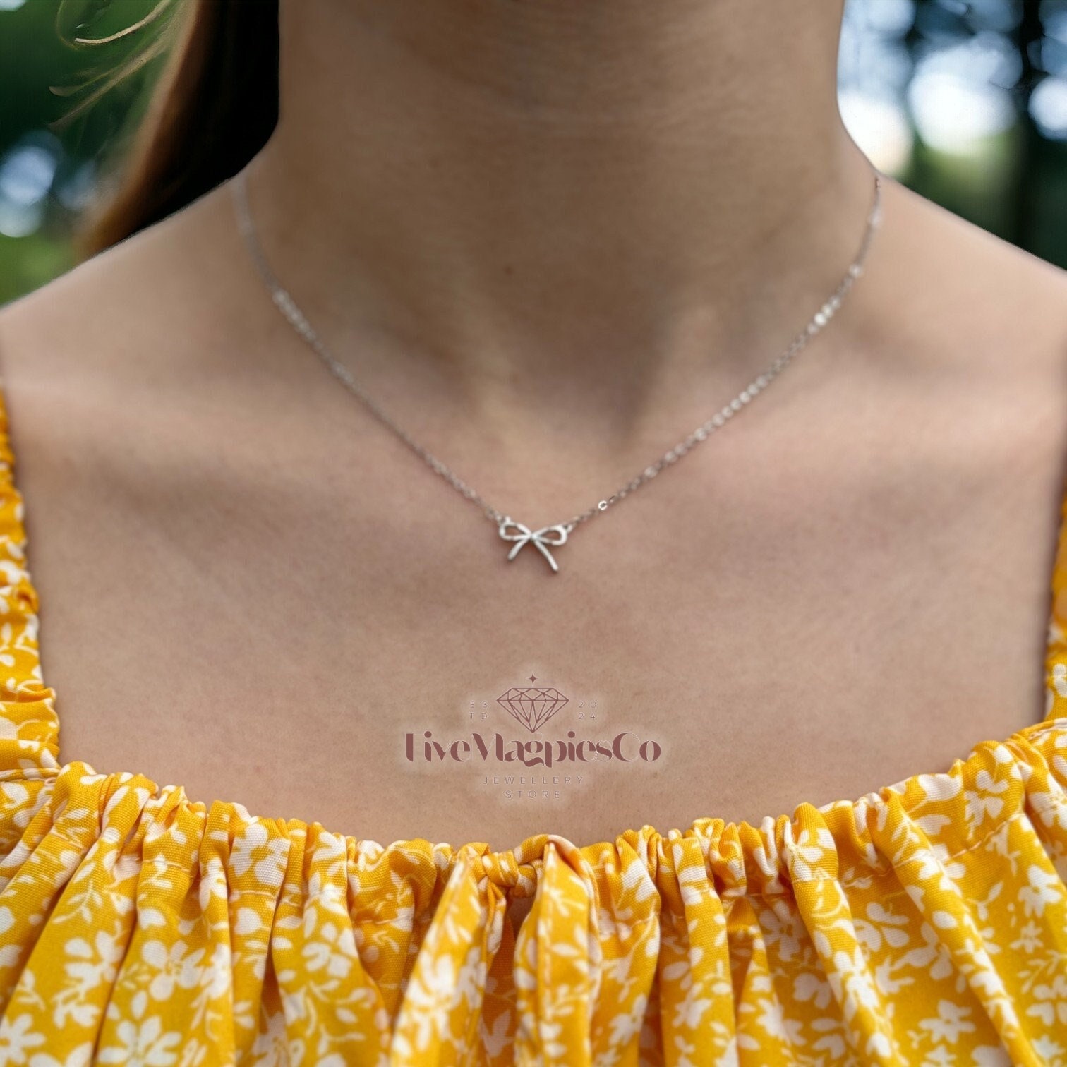 Dainty 925 Sterling Silver Bow Necklace | Bow Pendant