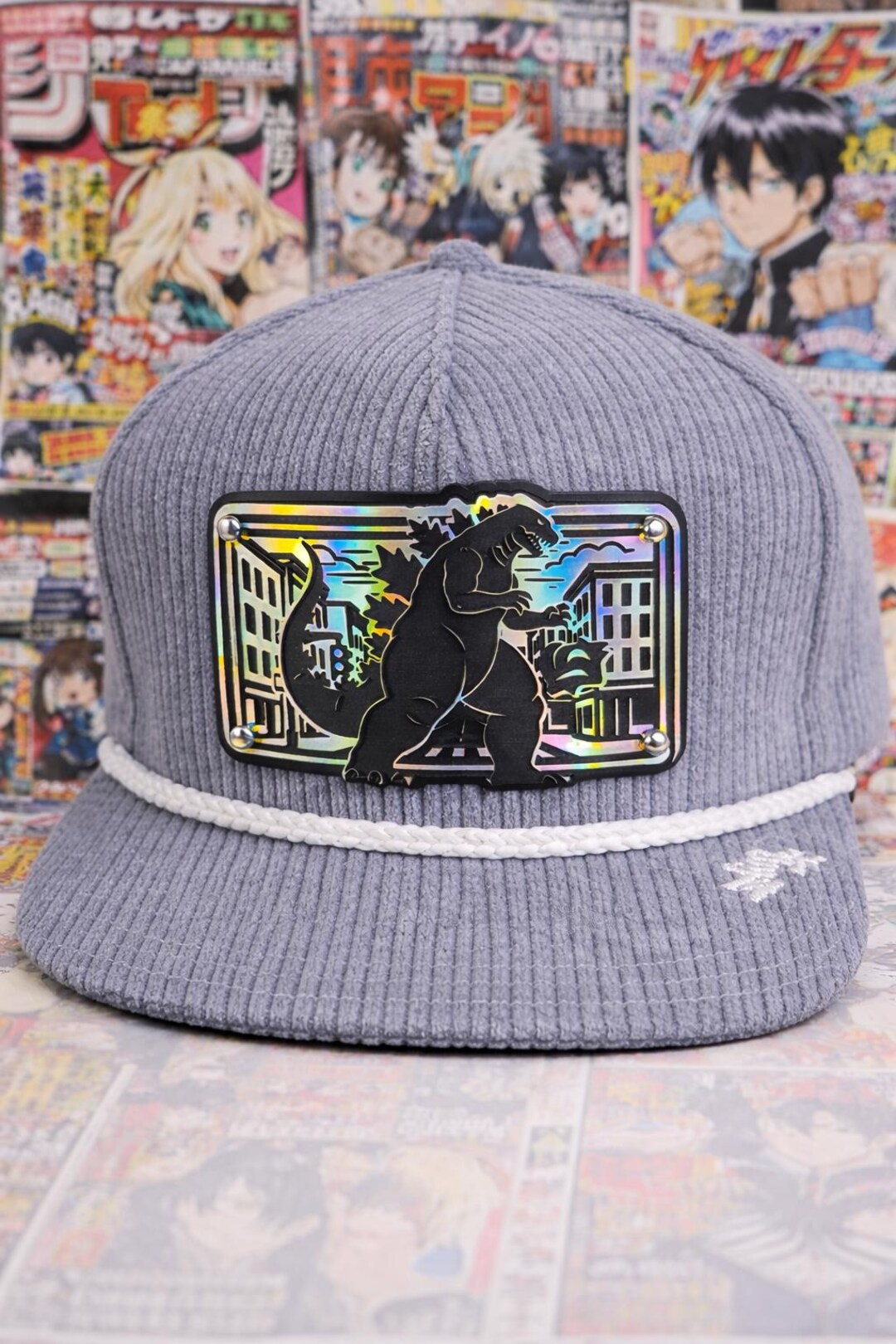 Partzilla Hat Godzilla Corduroy Snapback Hat – Handmade Leatherette Patch With ...