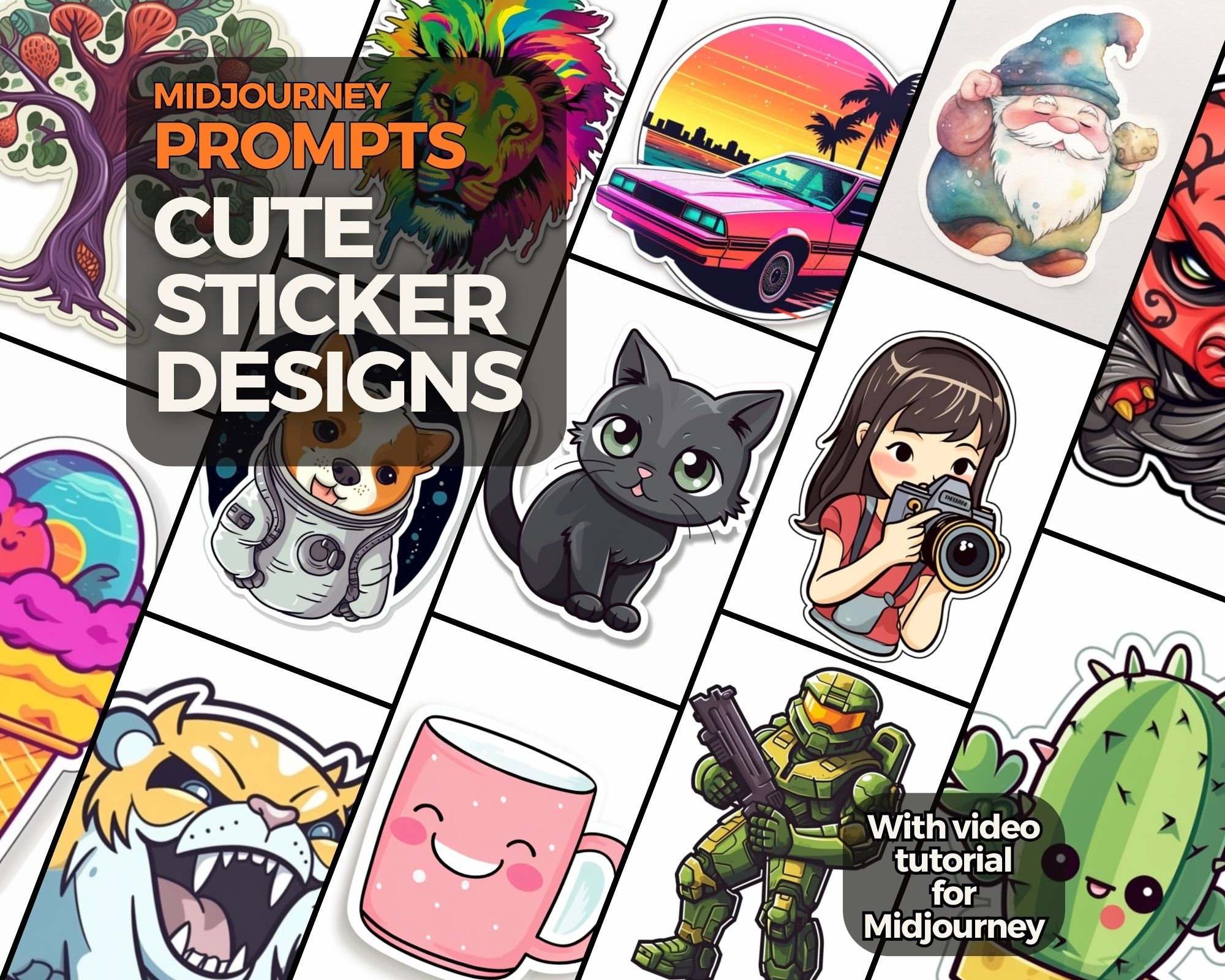 Cute Animal Sticker Packs Midjourney Prompt