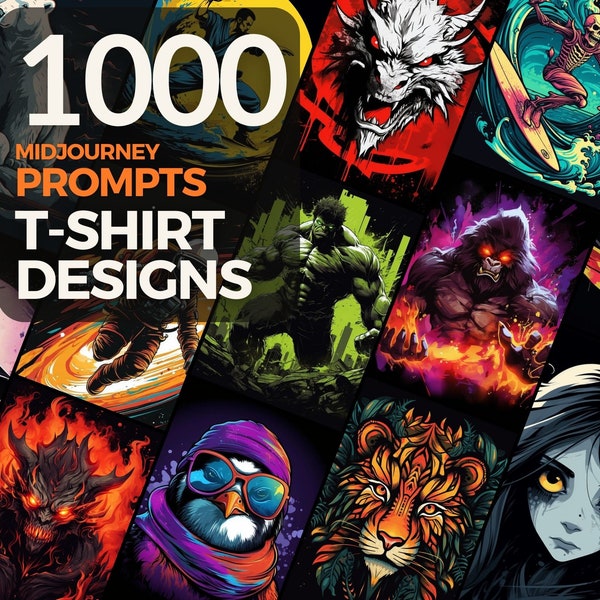 1000 Midjourney prompts for T-Shirt Designs | Midjourney Prompt Bundle | Animal T-shirt Prompt | Midjourney art | Cute shirt prompts
