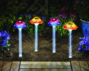 Funky Fungus Stake Lights set of 4 Garden Path Lights Solar Powered