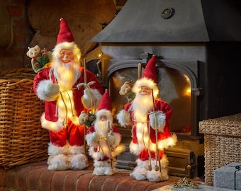 LED Standing Santa Inlit Father Christmas Warm White LED Lights 30, 45 or 60cm