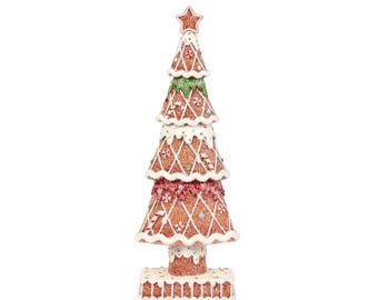 Gingerbread Christmas Tree Xmas Decoration Frosted Candy Themed 30cm