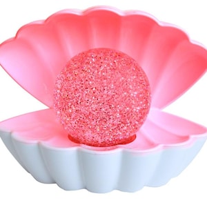 White Glitter Pearl Seashell Colour Changing Mood Light 18cm RGB Colour Changing Lights
