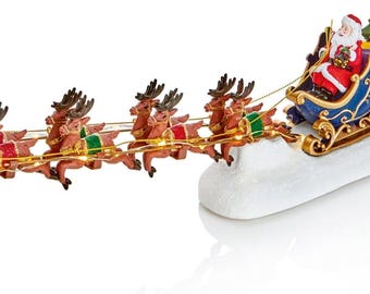 Premier LED Santa Sleigh with 8 Reindeer Ornament 34cm