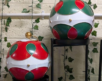 Metal Bauble Extra Large Christmas Decoration Red or Green 24x27 cm
