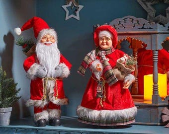 Mr Claus or Mrs Claus Figurine Christmas Decoration 52cm Santa or 42cm Mrs Claus Ornament