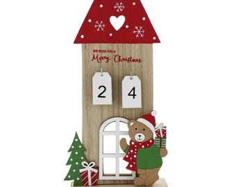Wooden Christmas Countdown Advent Calendar 26cm Standing Xmas Decoration