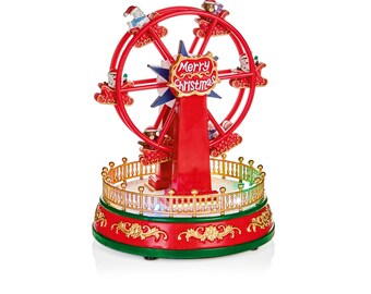 Animated Fair Merry Christmas Ferris Wheel Xmas Village Decoration Looping Decor LED Lights 27cm