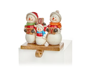 Adorno navideño de 14 cm con forma de muñeco de nieve y letrero de alegría, con gancho