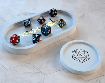 Ceramic-Style Dice Trays – Round and Oval Dice Trays for DnD RPG | Single Pieces or Set | Black, Gold and Pastel Colors | Dice Holder