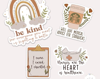 Nurse Sticker Pack | Nurse Stickers, Pretty Sticker, Water Bottle Sticker, Rainbow Sticker, Neutral Color Sticker, Rainbow Design, Laptop
