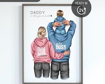 Arte de pared personalizado para papá e hijo, ideas de regalos para el día del padre, regalo para papá de hija, impresión de papá de mamá, regalos de cumpleaños de papá, papá y yo