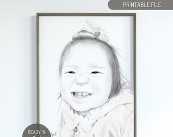 Custom Digital Charcoal Drawing, Portrait From Photo, Hand Drawn Portrait, Personalized Portrait Print, Family Charcoal Drawing, Custom Art