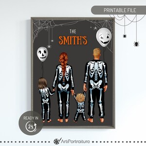 Halloween Custom Family Portrait, Halloween Wall Art, Halloween Family Sign, Halloween Family Decor, Halloween Poster, Halloween Family Art