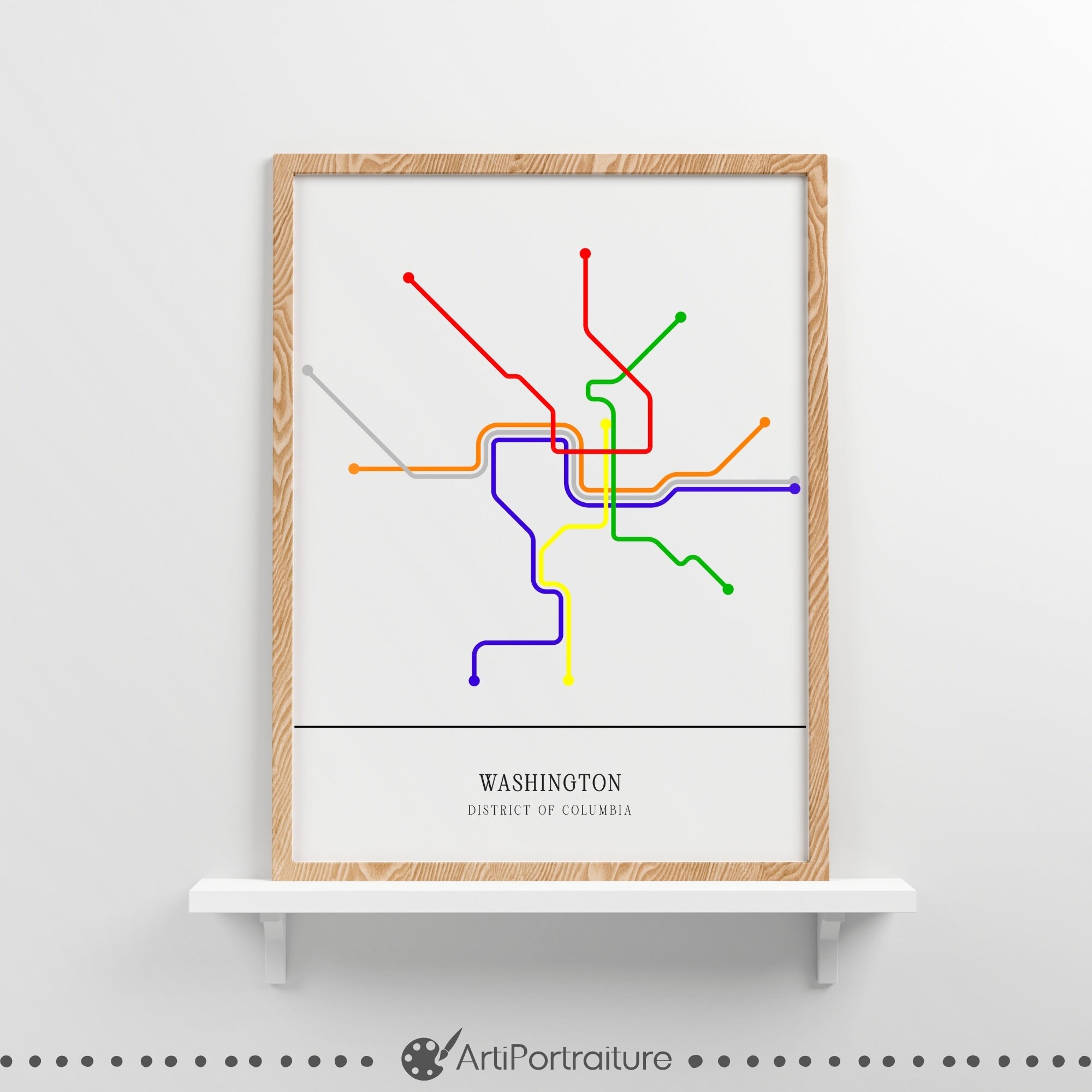 DC Metro Map, Minimal Map, Travel Gift, Washington Dc Subway