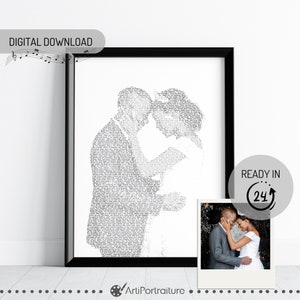 Wedding Song Lyrics Print From Photo, Custom Wedding Portrait, Our Wedding Song Lyric, Wedding Anniversary Gift, Personalized Valentines Day