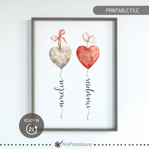 Custom Couple Names Print, Personalised Couples Print, Anniversary Gifts, Engagement Print, Valentines Day Gift, Wedding Gifts, Couple Gifts