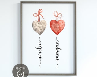 Custom Couple Names Print, Personalised Couples Print, Anniversary Gifts, Engagement Print, Valentines Day Gift, Wedding Gifts, Couple Gifts
