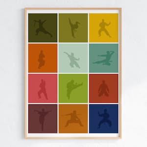 Colorful Martial Arts Room Decor, Sports Poster Digital Download, Sports Lovers Art Print, Tai Chi Printable, Brazilian Jiu Jitsu Wall Art