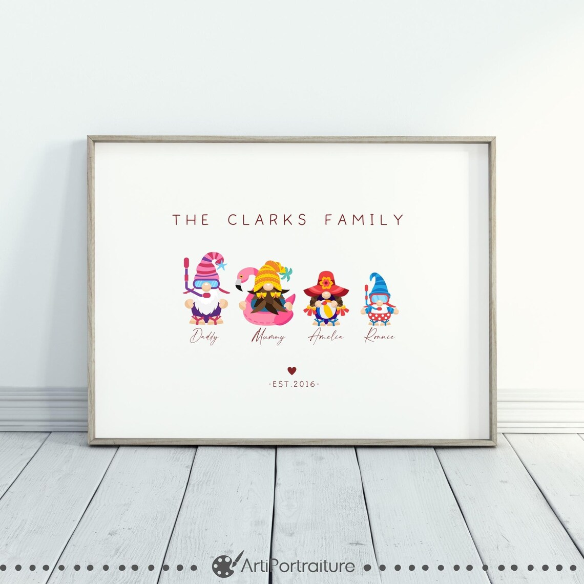 Custom Gnome Family Portrait, Personalised Family Print, Gonk Family ...