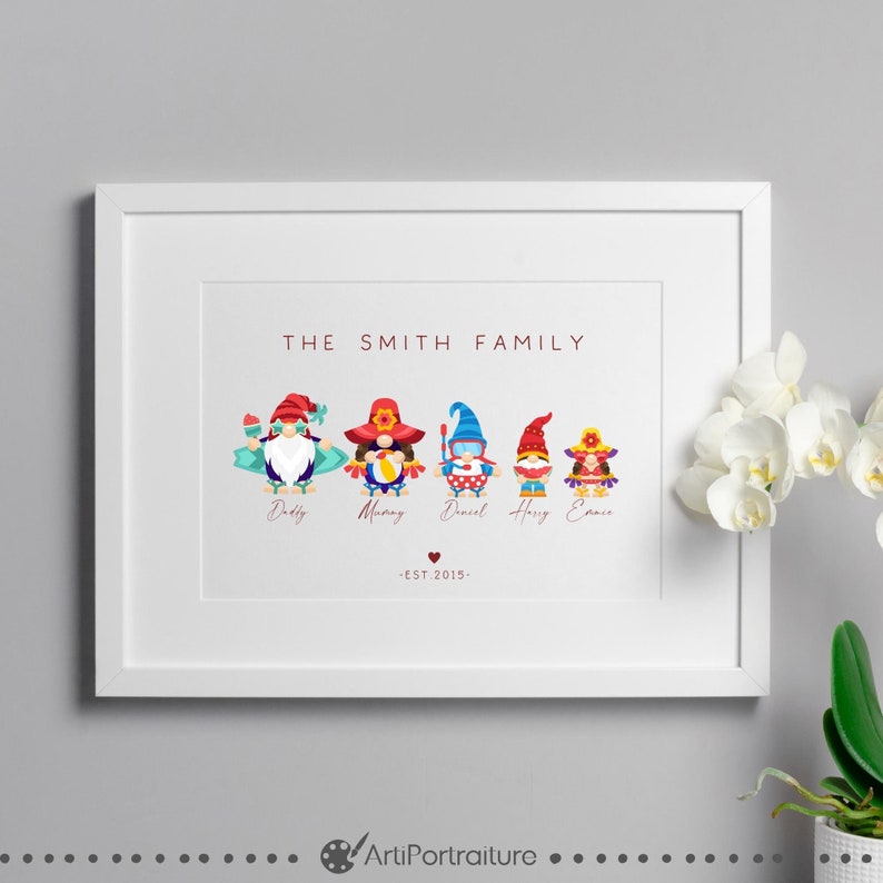 Custom Gnome Family Portrait, Personalised Family Print, Gonk Family ...