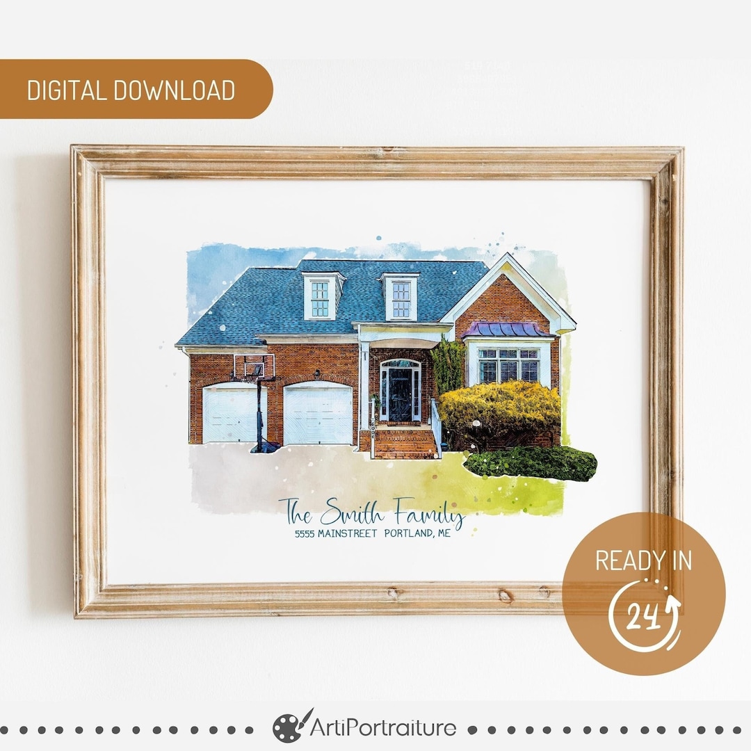 Custom House Portrait From Photo, Personalized Home Illustration, New ...