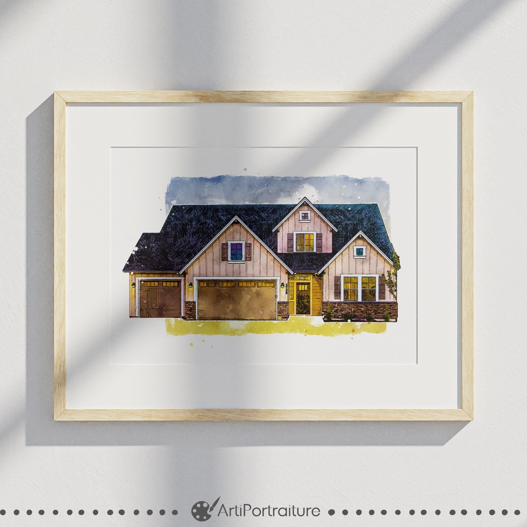 Custom House Portrait From Photo, Personalized Home Illustration, New ...