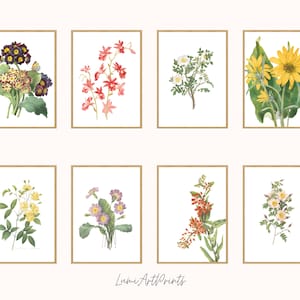 Vintage Botanical Art Prints: Set of 8 Floral Posters (Digital Download)