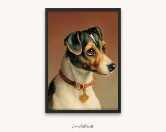 Vintage Jack Russell Oil Painting Art Print (Digital Download)
