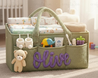 Cesta de almacenamiento de peluche personalizada con nombre para bebé: Amplio espacio, bolsa desmontable
