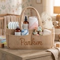 Personalized Corduroy Diaper Organizer Bag,Baby Diaper Caddy Organizer for Changing Table,Stylish Nursery Storage Basket, Newborn Essentials