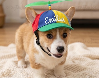 Custom Dog Propeller Hat, Personalized Puppy Baseball Cap with Name, Funny Pet Costume, Cute Dog Accessories for Small Dogs