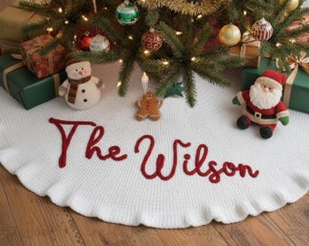 Custom Family Christmas Tree Skirt, Personalized Holiday Tree Skirts, Custom Home Decor, Housewarming Christmas Gift, Christmas Decorations