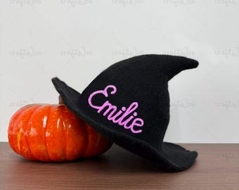 Personalized Kid's Witch Hat, Custom Embroidered Name, Halloween Costume