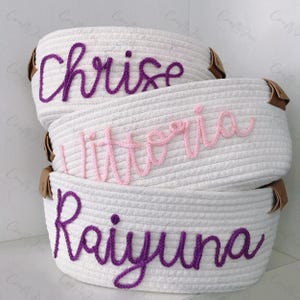 Kundenspezifischer Name Babypartykorb, personalisierter Babyparty-Geschenkkorb, personalisierter Babyname Baumwollseilkorb, Namensablagekorb