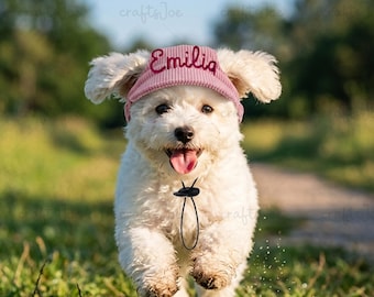 Gorra de béisbol personalizada para perro, visera de verano personalizada para perro y gato con orificios para las orejas, gorro ajustable para cachorro: talla XS a XL